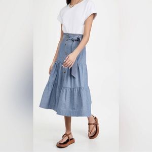 Veronica Beard Emmitt Tie-Waist Chambray Midi Dress Size 8